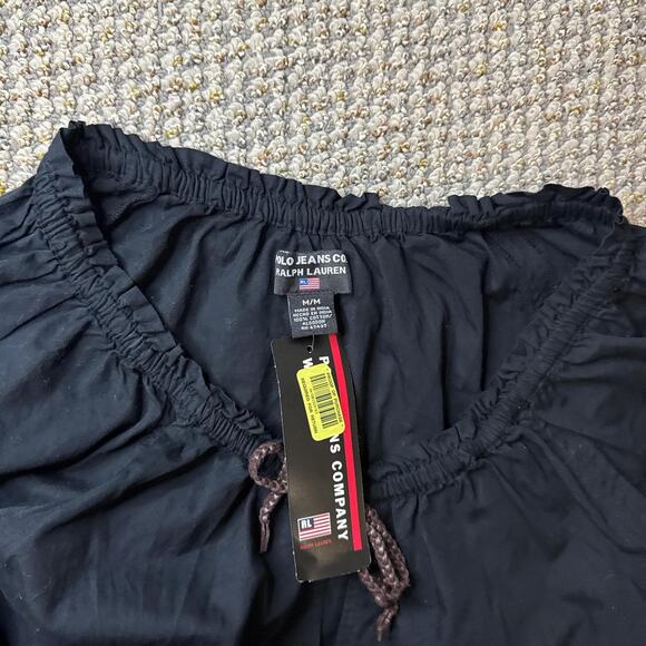 NWT Polo Ralph Lauren y2k vintage flowy black milkmaid babydoll peasant blouse - Picture 6 of 6